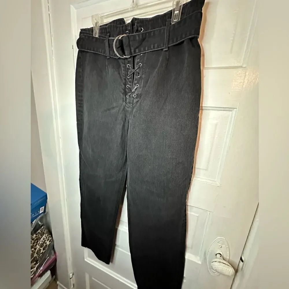 NWTs GRLFRND Solange Black Lace Tie Up Jeans in Remote Control Size 31 - Picture 5 of 11